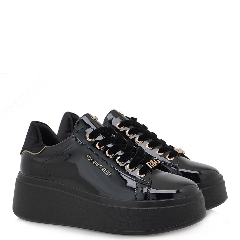 RENATO GARINI</br>Renato Garini 88-42EX125 Γυναικεία Sneakers Μαύρο Βερνί Μαύρο Βελούδο RENATO GARINI</br>Renato Garini 88-42EX125 Γυναικεία Sneakers Μαύρο Βερνί Μαύρο Βελούδο