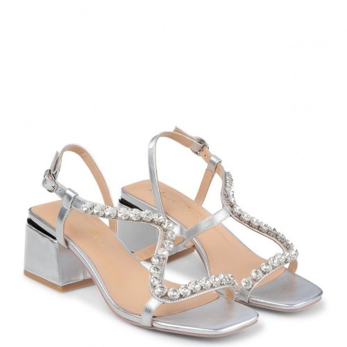 Γυναικεία Πέδιλα Ασημί Δέρμα V23303 Alma En Pena