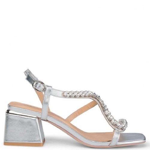 Γυναικεία Πέδιλα Ασημί Δέρμα V23303 Alma En Pena