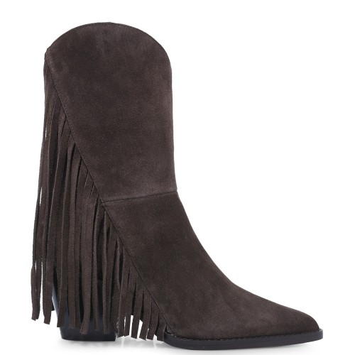 Tsakiris Mallas 772 ORLANDO 6-1 Γυναικεία Μπότα Καφέ Δέρμα Καστόρι