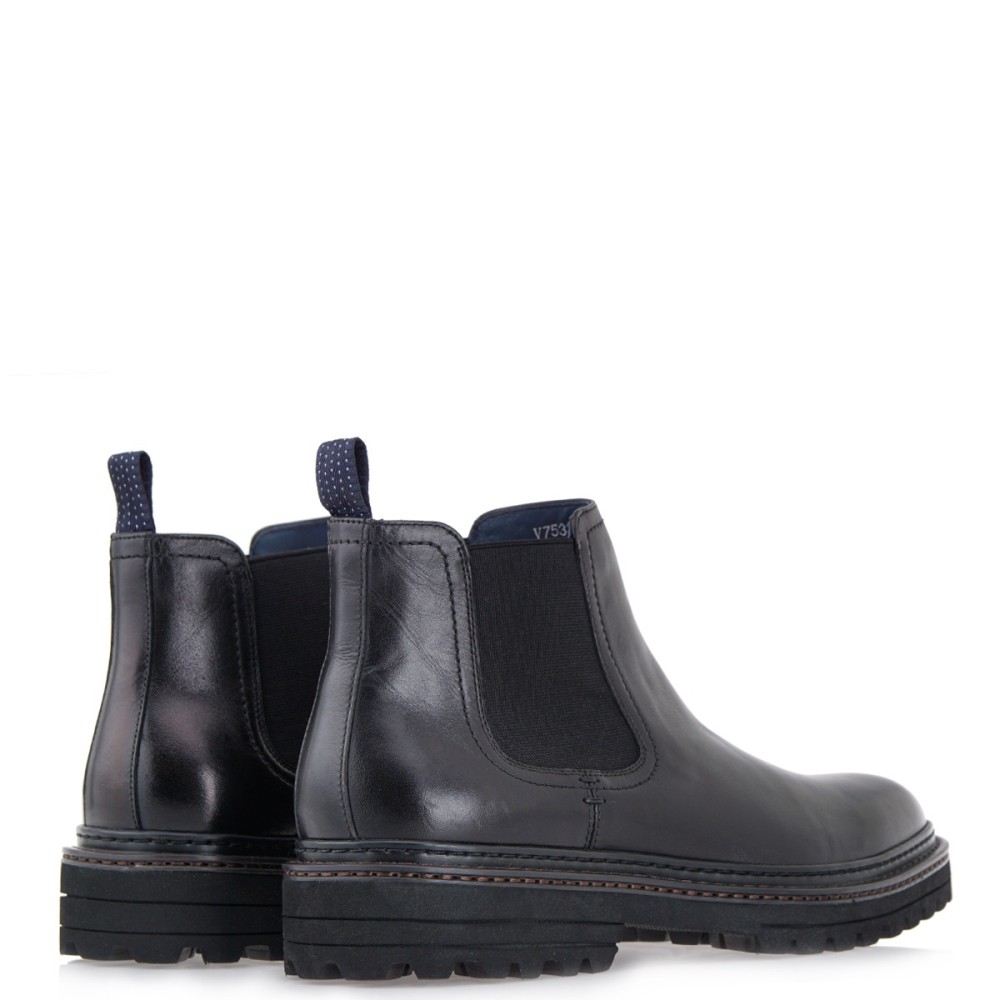 RENATO GARINI</br>Ανδρικά Μποτάκια Μαύρο Δέρμα Chelsea V7533-011 Renato Garini