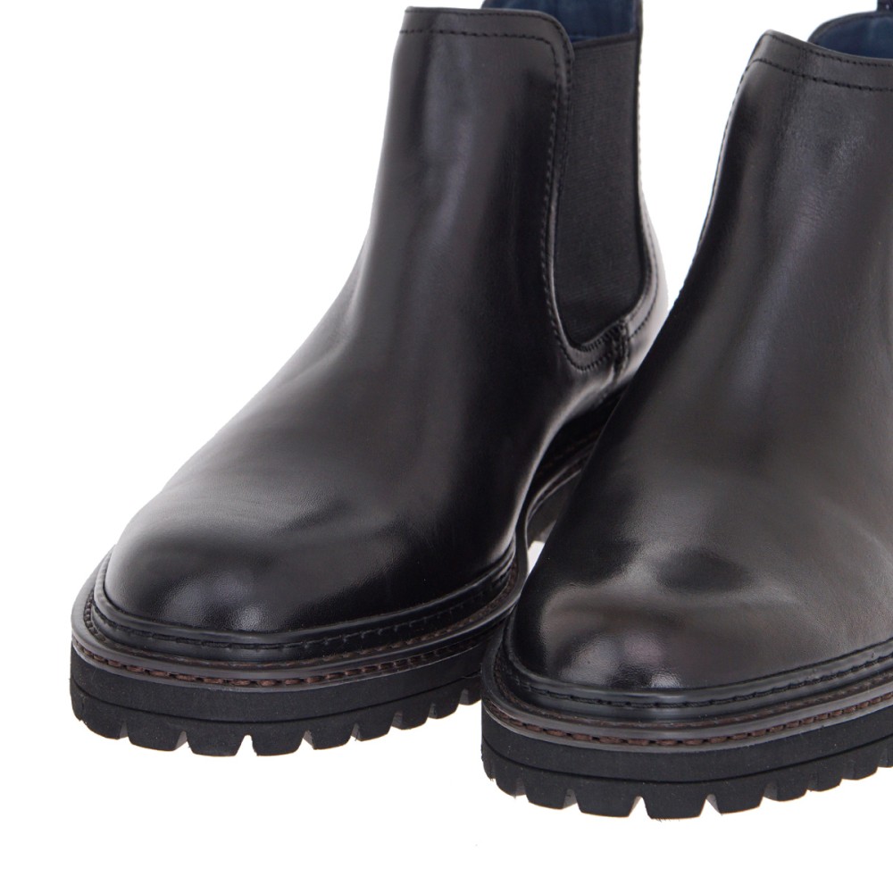 RENATO GARINI</br>Ανδρικά Μποτάκια Μαύρο Δέρμα Chelsea V7533-011 Renato Garini