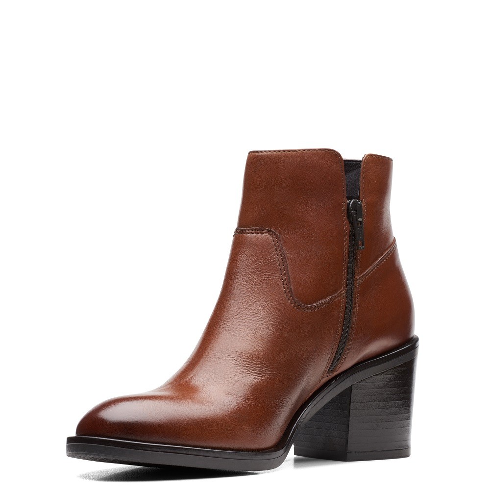 CLARKS</br>Γυναικεία Μποτάκια Ταμπά Δέρμα VALVESTINO LO Clarks CLARKS</br>Γυναικεία Μποτάκια Ταμπά Δέρμα VALVESTINO LO Clarks