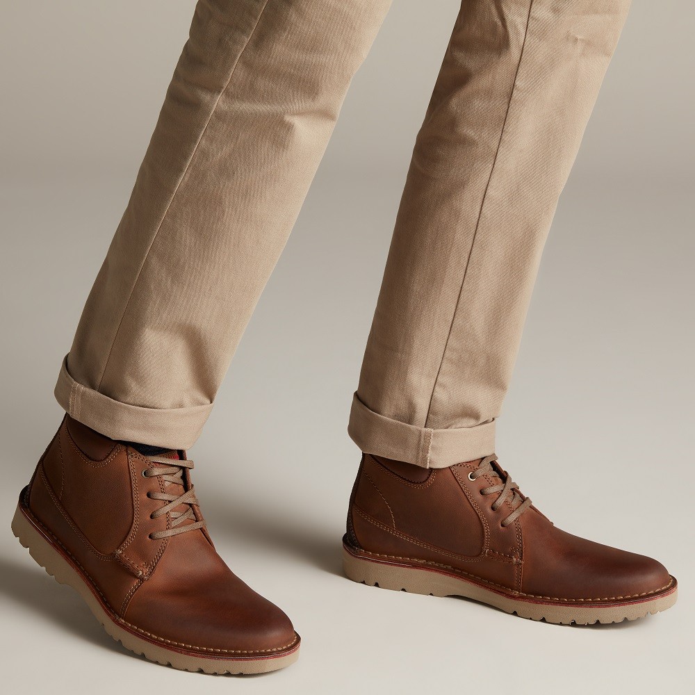 CLARKS</br>Ανδρικά Μποτάκια Ταμπά Δέρμα VARGO MID Clarks CLARKS</br>Ανδρικά Μποτάκια Ταμπά Δέρμα VARGO MID Clarks