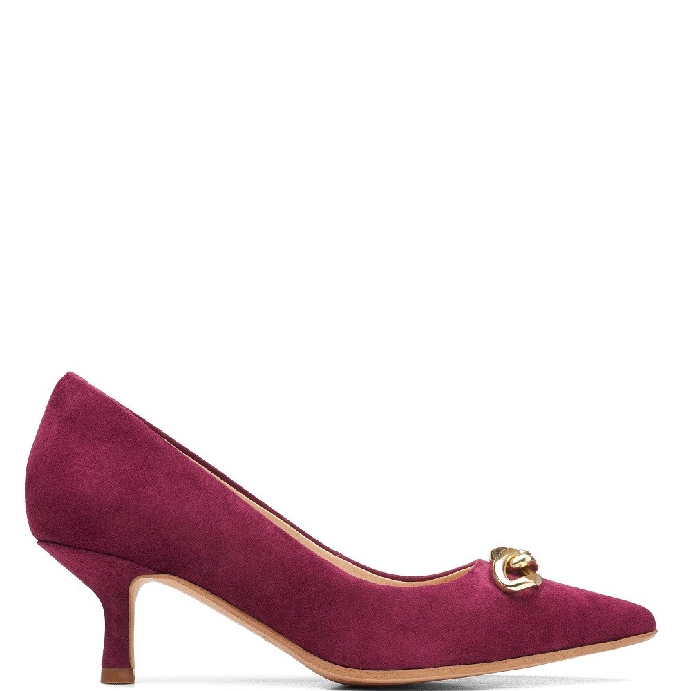 CLARKS</br>Γυναικείες Γόβες Μπορντό Suede VIOLET55 TRIM Clarks