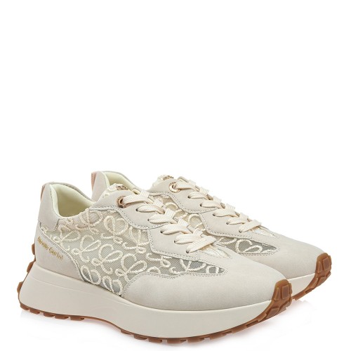 Renato Garini 418-52RG27 NEW Γυναικεία Sneakers Μπεζ Καστόρι Δαντέλα