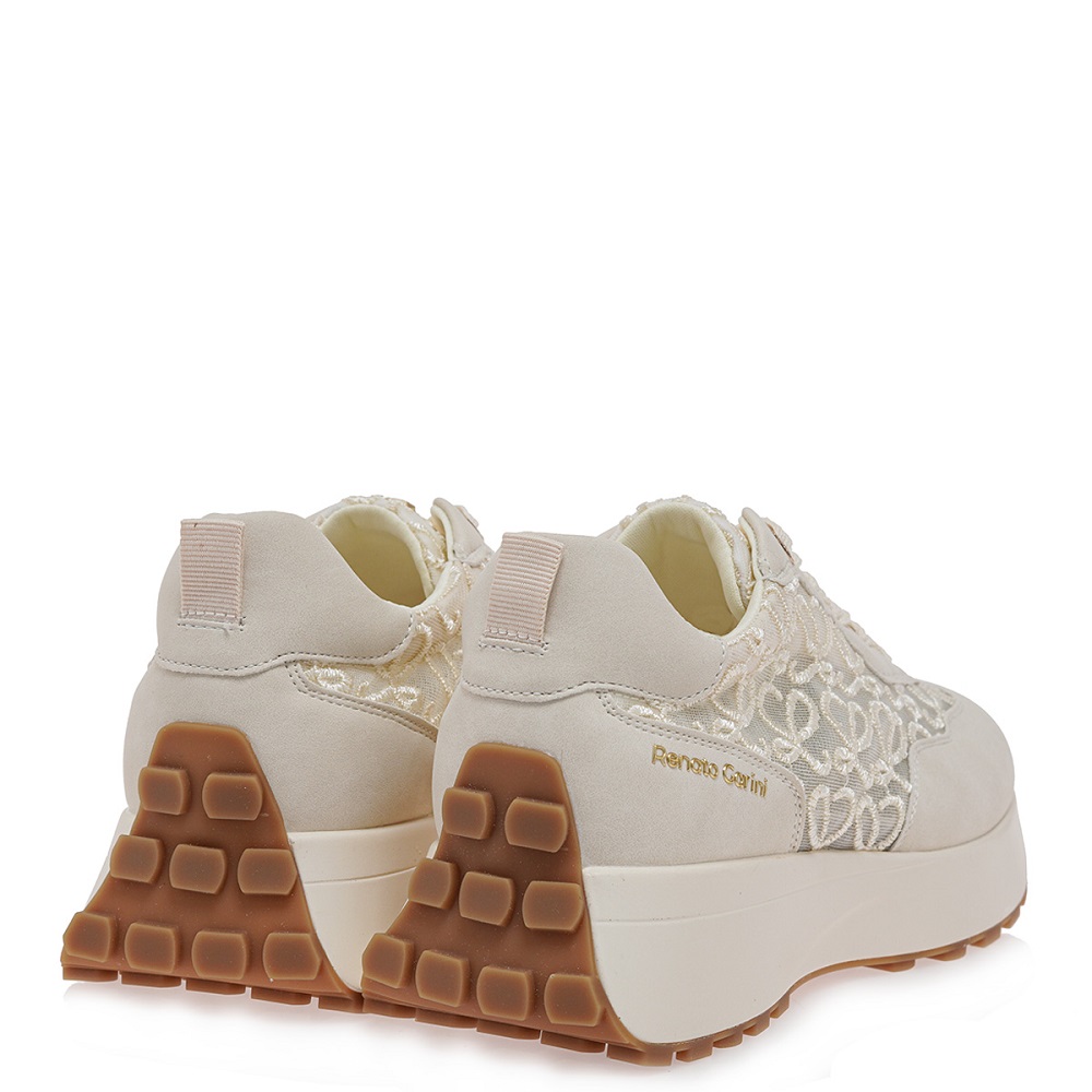 RENATO GARINI</br>Renato Garini 418-52RG27 NEW Γυναικεία Sneakers Μπεζ Καστόρι Δαντέλα