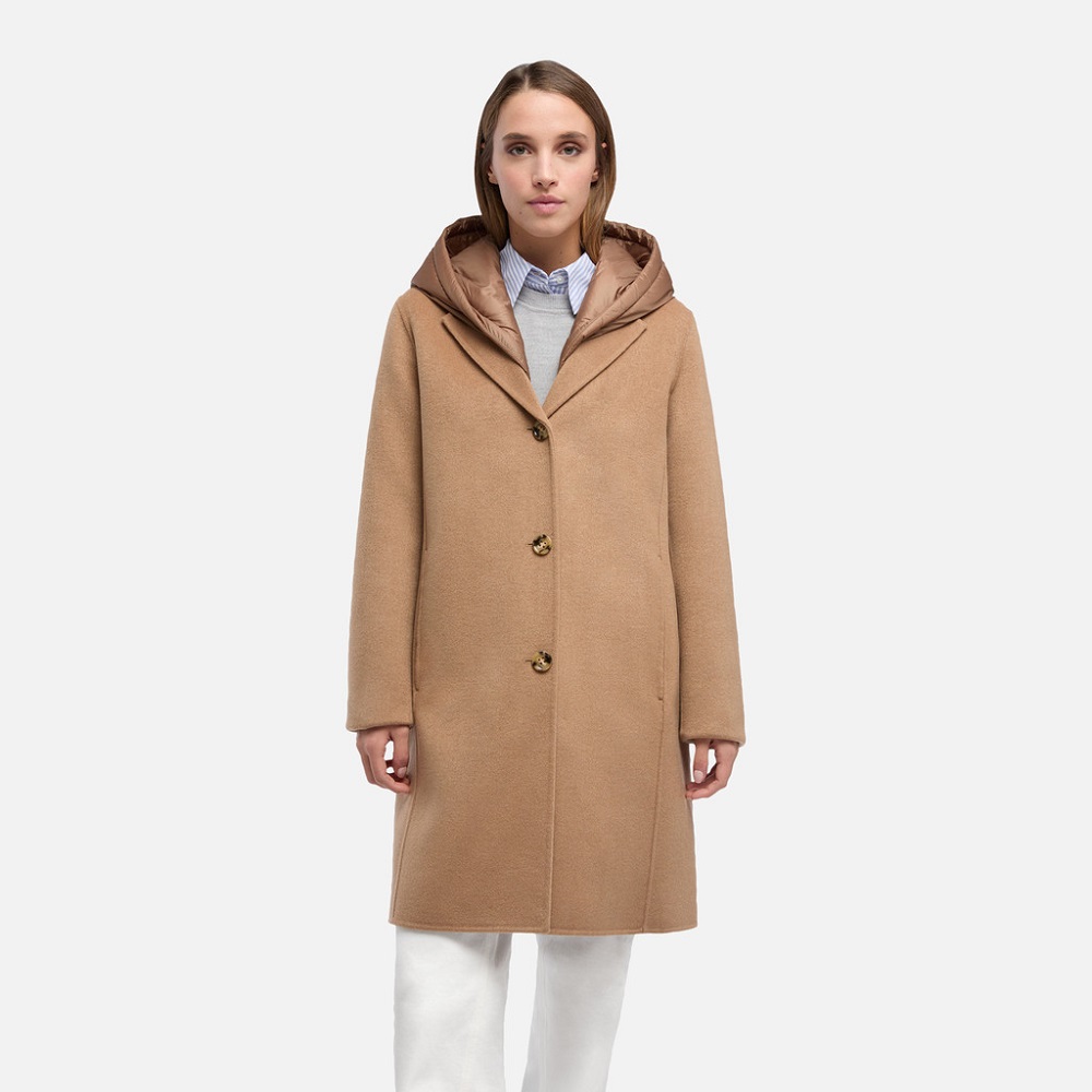 GEOX</br>Geox W5615D T3276 F6235 RAWELLE Γυναικείο Παλτό Κάμελ