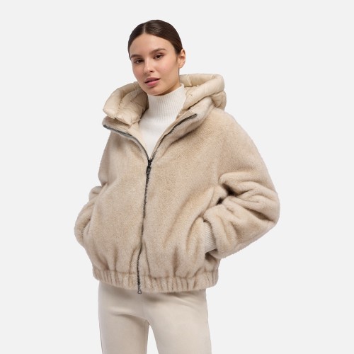 Geox W5620G T3277 F1859 SPHERICA Γυναικείο Μπουφάν Μπεζ