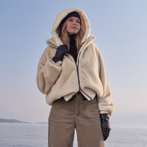 Geox W5620G T3277 F1859 SPHERICA Γυναικείο Μπουφάν Μπεζ