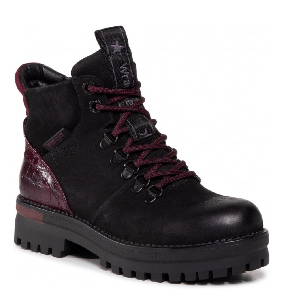 WRANGLER</br>Γυναικεία Μποτάκια Μαύρο/Μπορντό WL02610A-090 VERMONT LACE Wrangler
