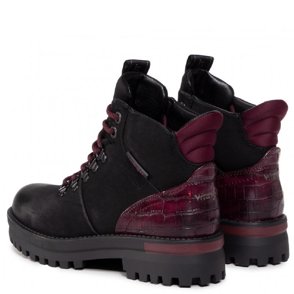 WRANGLER</br>Γυναικεία Μποτάκια Μαύρο/Μπορντό WL02610A-090 VERMONT LACE Wrangler