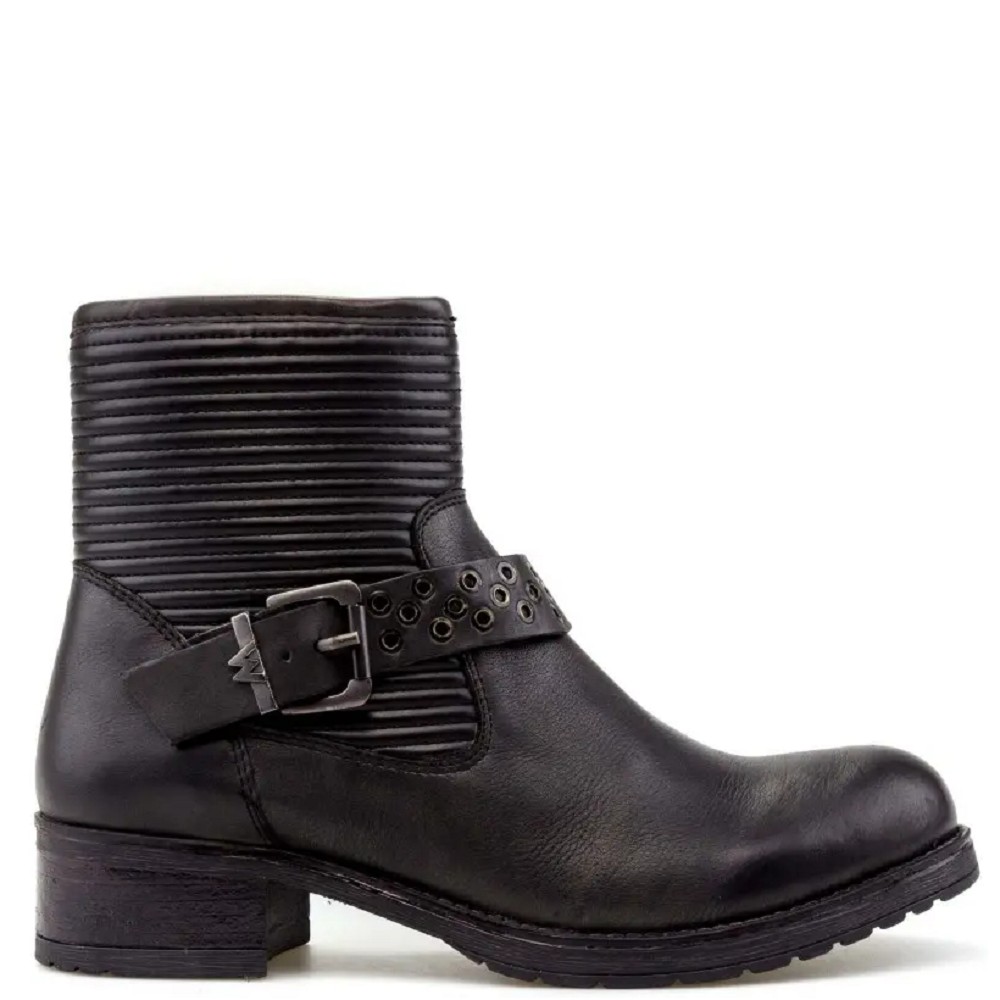 WRANGLER</br>Γυναικεία Μποτάκια Μαύρο Δέρμα WL182584-062 FIRE BIKER Wrangler