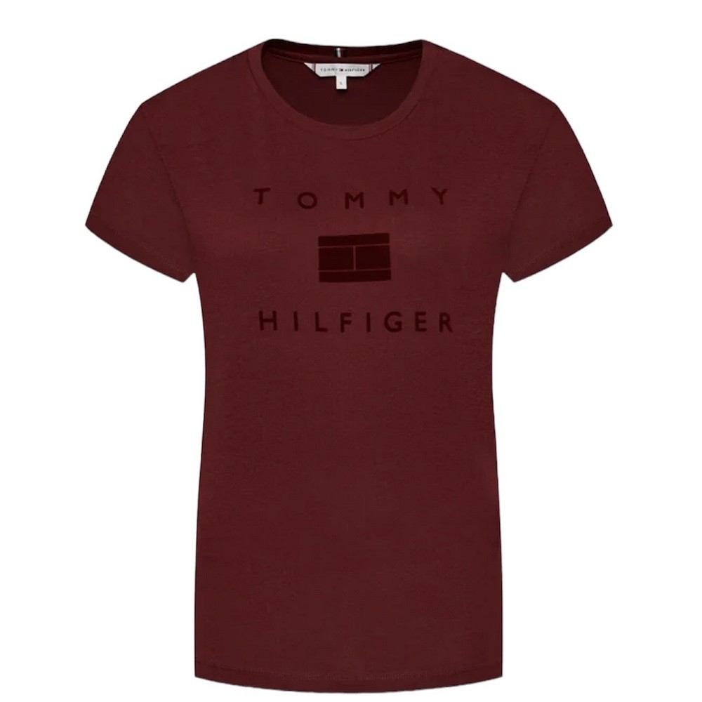 TOMMY HILFIGER</br>Γυναικείο T-shirt Μπορντό WW0WW31772-VLP Tommy Hilfiger TOMMY HILFIGER</br>Γυναικείο T-shirt Μπορντό WW0WW31772-VLP Tommy Hilfiger