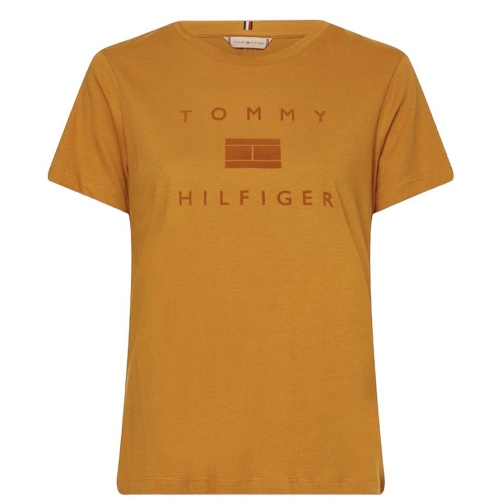 TOMMY HILFIGER</br>Γυναικείο T-shirt Κάμελ WW0WW31772-KD0 Tommy Hilfiger TOMMY HILFIGER</br>Γυναικείο T-shirt Κάμελ WW0WW31772-KD0 Tommy Hilfiger