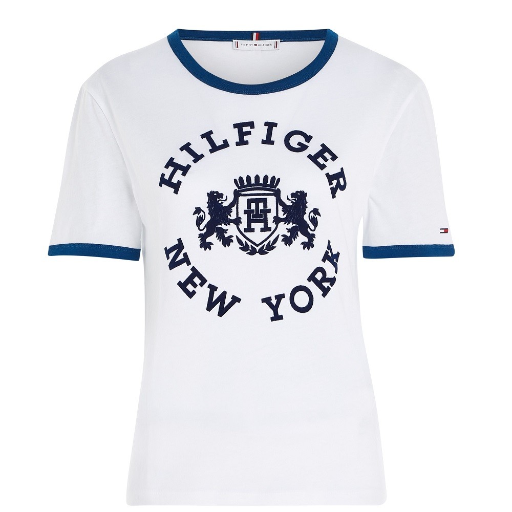 TOMMY HILFIGER</br>Γυναικείο T-shirt Λευκό/Μπλε WW0WW39834-YCF Tommy Hilfiger TOMMY HILFIGER</br>Γυναικείο T-shirt Λευκό/Μπλε WW0WW39834-YCF Tommy Hilfiger