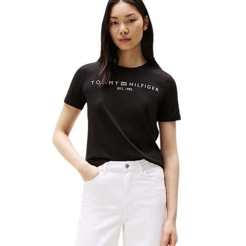 Γυναικείο T-shirt Μαύρο Regular WW0WW40276-BDS Tommy Hiifiger