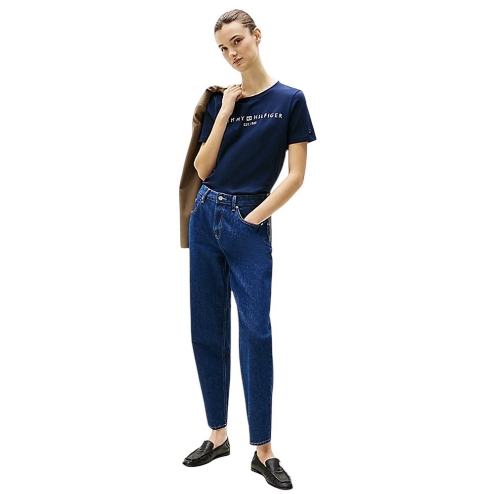 TOMMY HILFIGER</br>Γυναικείο T-shirt Μπλε Regular WW0WW40276-C1G Tommy Hilfiger TOMMY HILFIGER</br>Γυναικείο T-shirt Μπλε Regular WW0WW40276-C1G Tommy Hilfiger