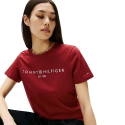 Γυναικείο T-shirt Μπορντό Regular WW0WW40276-XIT Tommy Hilfiger