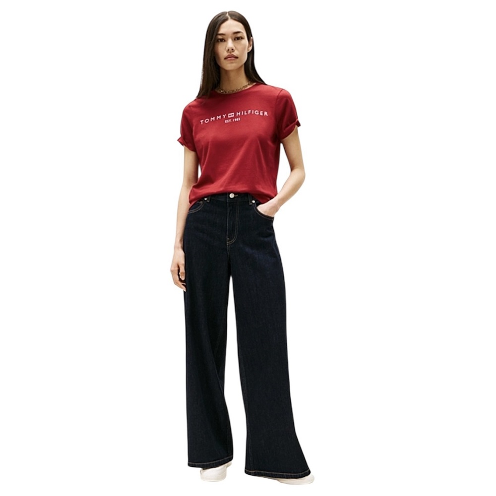 TOMMY HILFIGER</br>Γυναικείο T-shirt Μπορντό Regular WW0WW40276-XIT Tommy Hilfiger TOMMY HILFIGER</br>Γυναικείο T-shirt Μπορντό Regular WW0WW40276-XIT Tommy Hilfiger