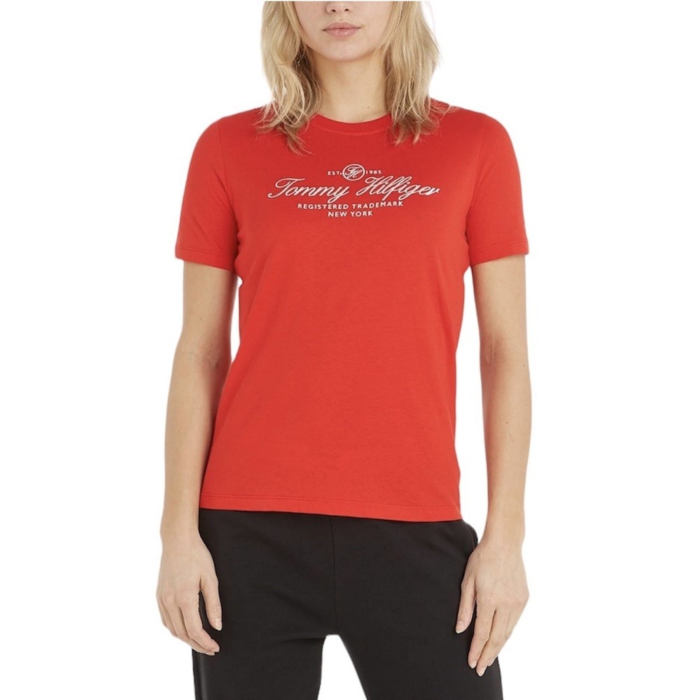 TOMMY HILFIGER</br>Γυναικείο T-shirt Κόκκινο WW0WW40293-SNE Tommy Hilfiger TOMMY HILFIGER</br>Γυναικείο T-shirt Κόκκινο WW0WW40293-SNE Tommy Hilfiger