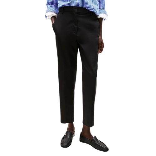 Γυναικείο Παντελόνι Μαύρο Slim Straight Co Chino WW0WW40504-BDS Tommy Hilfiger