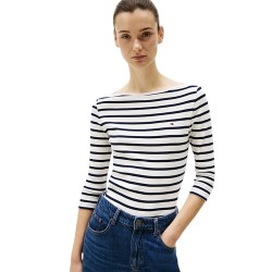 Γυναικεία Μπλούζα Λευκό/Μπλε New Cody Slim Boat-Nk 3/4 Slv WW0WW40589-0BF Tommy Hilfiger
