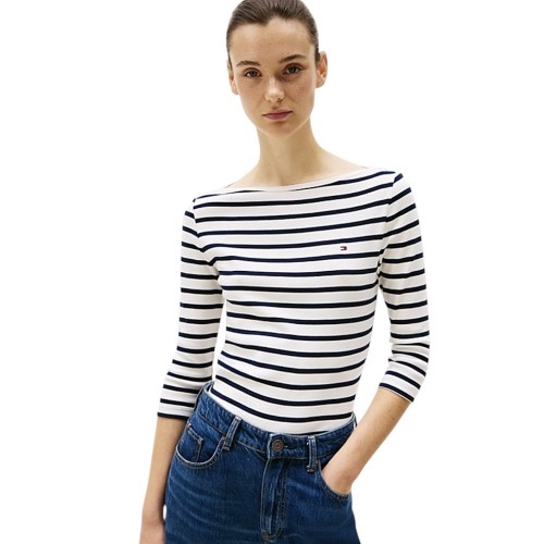 Γυναικεία Μπλούζα Λευκό/Μπλε New Cody Slim Boat-Nk 3/4 Slv WW0WW40589-0BF Tommy Hilfiger