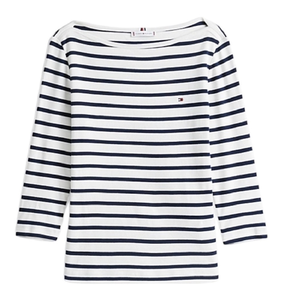 TOMMY HILFIGER</br>Γυναικεία Μπλούζα Λευκό/Μπλε New Cody Slim Boat-Nk 3/4 Slv WW0WW40589-0BF Tommy Hilfiger TOMMY HILFIGER</br>Γυναικεία Μπλούζα Λευκό/Μπλε New Cody Slim Boat-Nk 3/4 Slv WW0WW40589-0BF Tommy Hilfiger