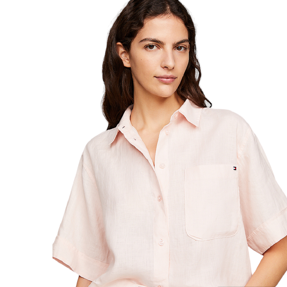 TOMMY HILFIGER</br>Γυναικείο Πουκάμισο Κοντομάνικο Ροζ WW0WW41392-TJQ Tommy Hilfiger