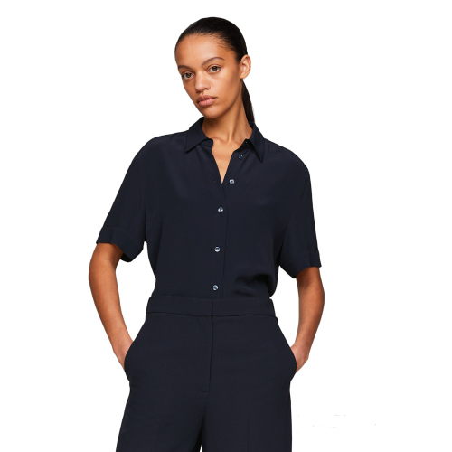 Tommy Hilfiger WW0WW41831-DW5 Γυναικείο Πουκάμισο Κοντομάνικο Μπλε