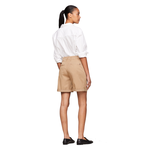 Tommy Hilfiger WW0WW42457-AEG Γυναικεία Βερμούδα Μπεζ Co Blend Gmd Chino Short