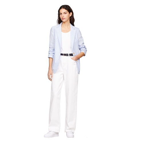 Tommy Hilfiger WW0WW42542-03Q Γυναικείο Σακάκι Γαλάζιο Ριγέ