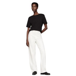 Γυναικεία Μπλούζα Μαύρο Reg Stripe Gold Btn C-nk Ss WW0WW42907-BDS Tommy Hilfiger