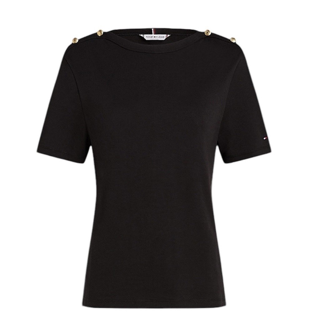 TOMMY HILFIGER</br>Γυναικεία Μπλούζα Μαύρο Reg Stripe Gold Btn C-nk Ss WW0WW42907-BDS Tommy Hilfiger TOMMY HILFIGER</br>Γυναικεία Μπλούζα Μαύρο Reg Stripe Gold Btn C-nk Ss WW0WW42907-BDS Tommy Hilfiger