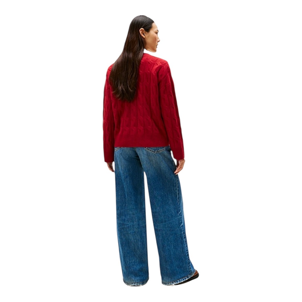 TOMMY HILFIGER</br>Tommy Hilfiger WW0WW43089-XIT Γυναικεία Ζακέτα Μπορντό Soft Wool Cable Cardigan TOMMY HILFIGER</br>Tommy Hilfiger WW0WW43089-XIT Γυναικεία Ζακέτα Μπορντό Soft Wool Cable Cardigan