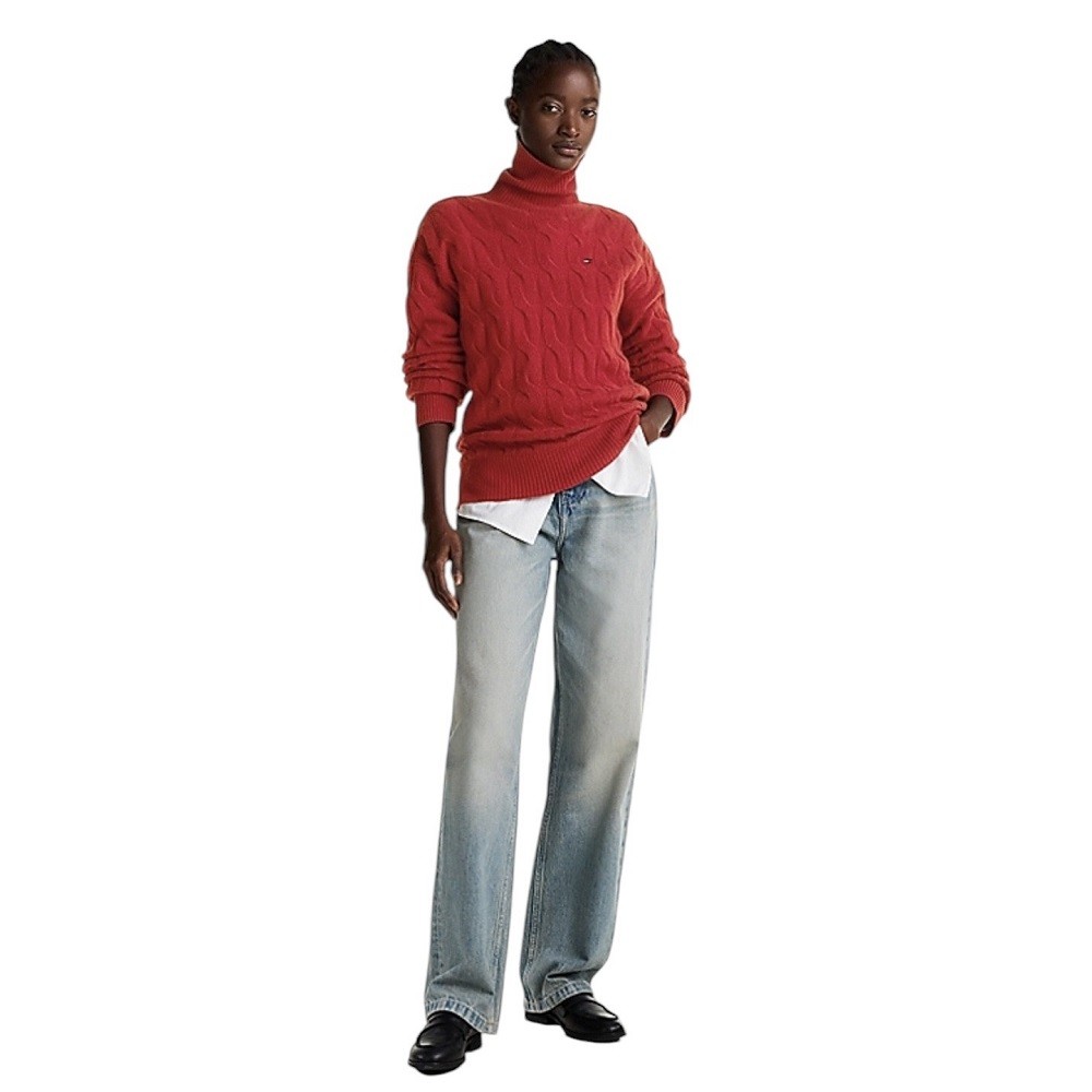 TOMMY HILFIGER</br>Γυναικείο Πουλόβερ Μπορντό WW0WW43102-XNN Tommy Hilfiger TOMMY HILFIGER</br>Γυναικείο Πουλόβερ Μπορντό WW0WW43102-XNN Tommy Hilfiger