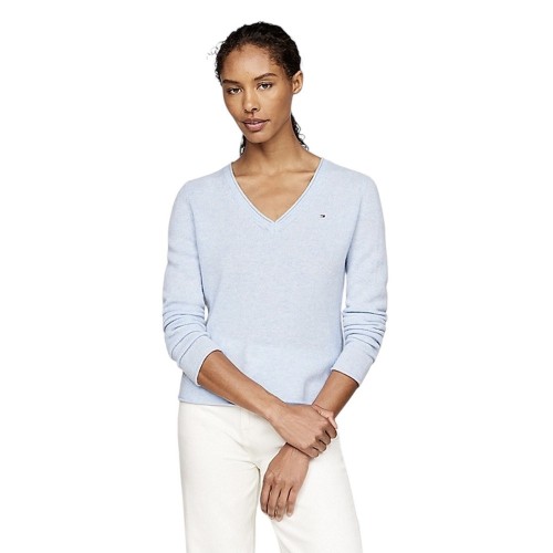 Tommy Hilfiger WW0WW43505-0G3 Γυναικείο Πουλόβερ Γαλάζιο
