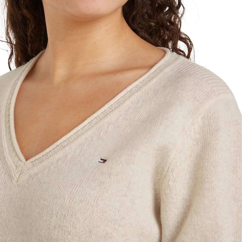 TOMMY HILFIGER</br>Γυναικείο Πουλόβερ Εκρού WW0WW43505-0LF Tommy Hilfiger TOMMY HILFIGER</br>Γυναικείο Πουλόβερ Εκρού WW0WW43505-0LF Tommy Hilfiger