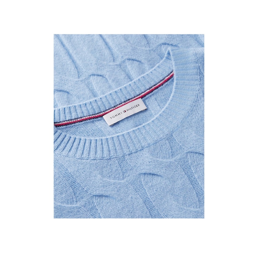 TOMMY HILFIGER</br>Tommy Hilfiger Soft Wool Cable C-nk WW0WW43586-C13 Γυναικείο Πουλόβερ Γαλαζιο TOMMY HILFIGER</br>Tommy Hilfiger Soft Wool Cable C-nk WW0WW43586-C13 Γυναικείο Πουλόβερ Γαλαζιο