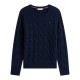 TOMMY HILFIGER</br>Tommy Hilfiger WW0WW43586-C1G Γυναικείο Πουλόβερ Μπλε Soft Wool Cable C-nk TOMMY HILFIGER</br>Tommy Hilfiger WW0WW43586-C1G Γυναικείο Πουλόβερ Μπλε Soft Wool Cable C-nk