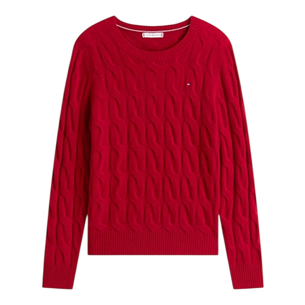 TOMMY HILFIGER</br>Tommy Hilfiger WW0WW43586-XIT Γυναικείο Πουλόβερ Μπορντό Soft Wool Cable C-nk TOMMY HILFIGER</br>Tommy Hilfiger WW0WW43586-XIT Γυναικείο Πουλόβερ Μπορντό Soft Wool Cable C-nk