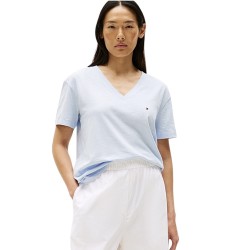 Γυναικεία Μπλούζα Σιέλ Slub Crop V-nk Ss WW0WW43901-C10 Tommy Hilfiger