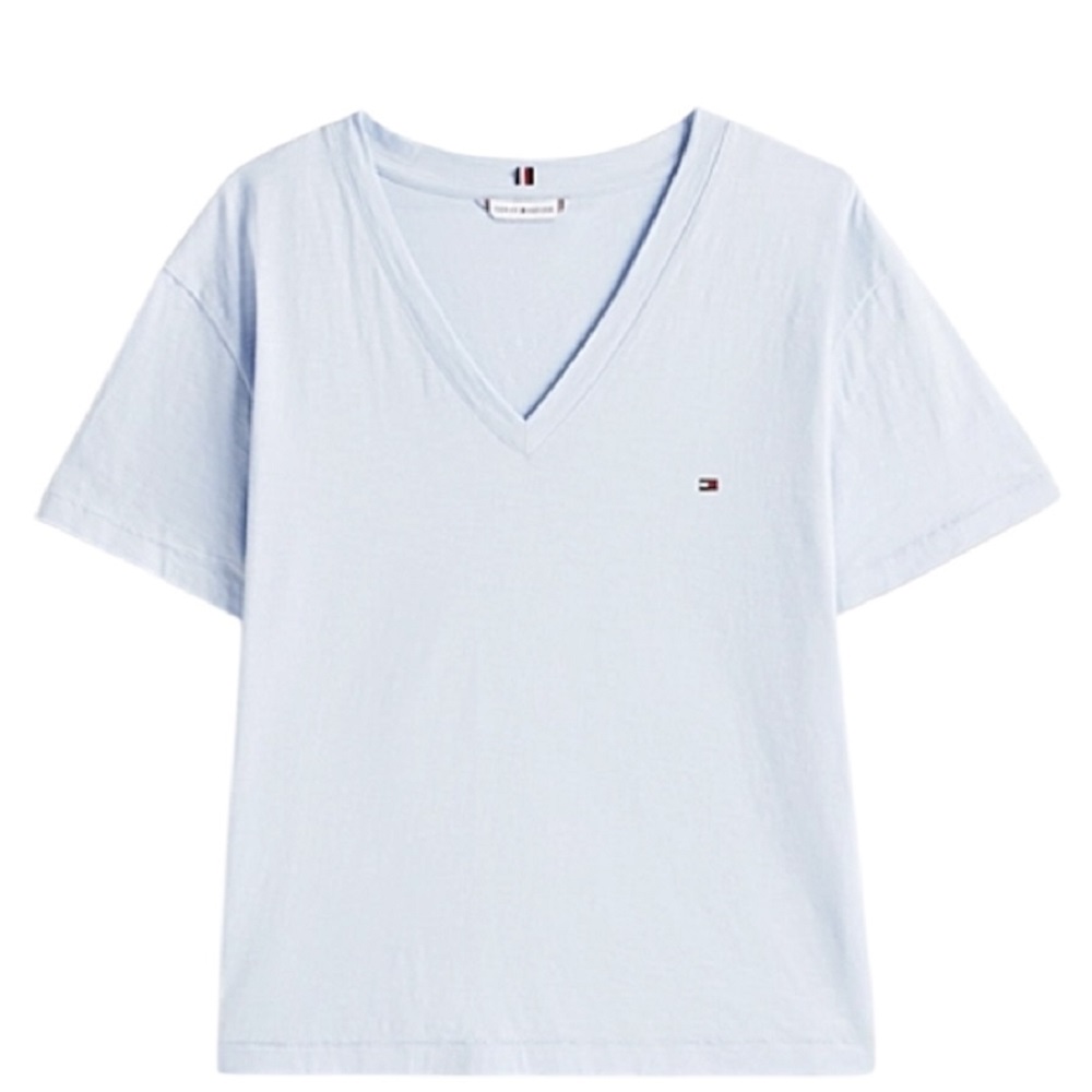 TOMMY HILFIGER</br>Γυναικεία Μπλούζα Σιέλ Slub Crop V-nk Ss WW0WW43901-C10 Tommy Hilfiger TOMMY HILFIGER</br>Γυναικεία Μπλούζα Σιέλ Slub Crop V-nk Ss WW0WW43901-C10 Tommy Hilfiger