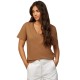 TOMMY HILFIGER</br>Γυναικεία Μπλούζα Κάμελ Slub Crop V-nk Ss WW0WW43901-RBC Tommy Hilfiger TOMMY HILFIGER</br>Γυναικεία Μπλούζα Κάμελ Slub Crop V-nk Ss WW0WW43901-RBC Tommy Hilfiger