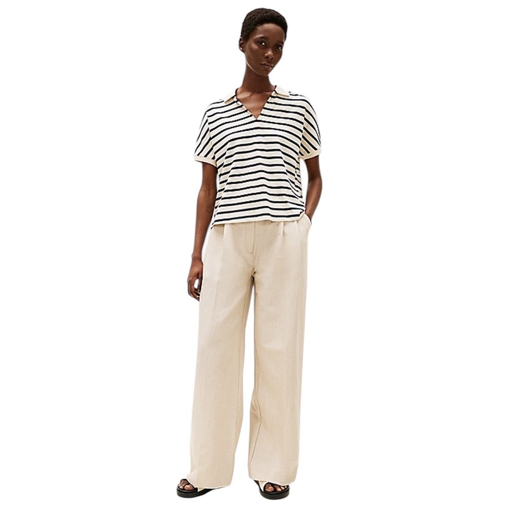 TOMMY HILFIGER</br>Γυναικεία Μπλούζα Εκρού/Μπλε Lyosell Open-nk Relaxed Polo Ss WW0WW44512-0FC Tommy Hilfiger TOMMY HILFIGER</br>Γυναικεία Μπλούζα Εκρού/Μπλε Lyosell Open-nk Relaxed Polo Ss WW0WW44512-0FC Tommy Hilfiger