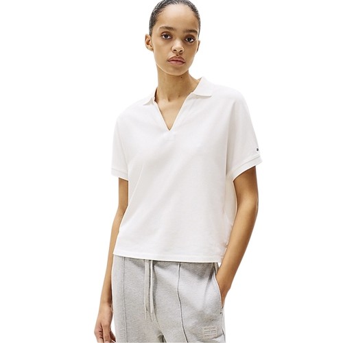 Γυναικεία Μπλούζα Εκρού Lyosell Open-nk Relaxed Polo Ss WW0WW44512-YBL Tommy Hilfiger