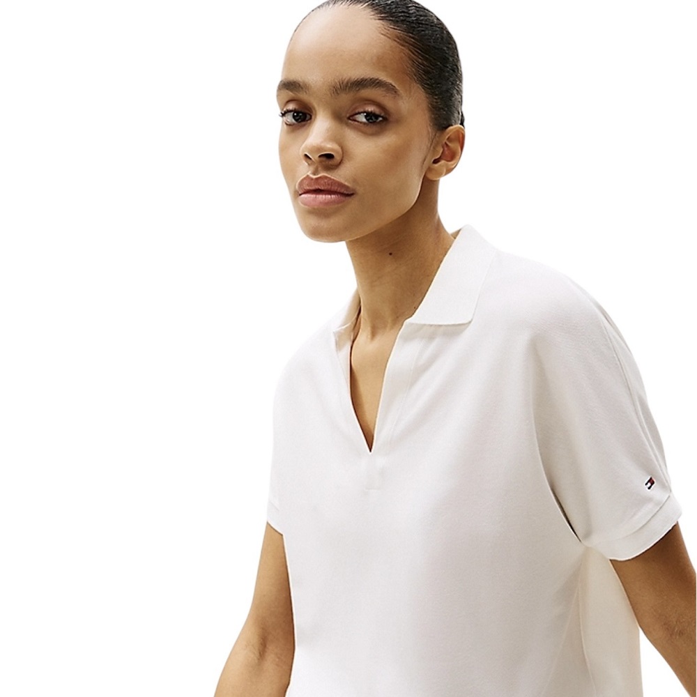 TOMMY HILFIGER</br>Γυναικεία Μπλούζα Εκρού Lyosell Open-nk Relaxed Polo Ss WW0WW44512-YBL Tommy Hilfiger TOMMY HILFIGER</br>Γυναικεία Μπλούζα Εκρού Lyosell Open-nk Relaxed Polo Ss WW0WW44512-YBL Tommy Hilfiger