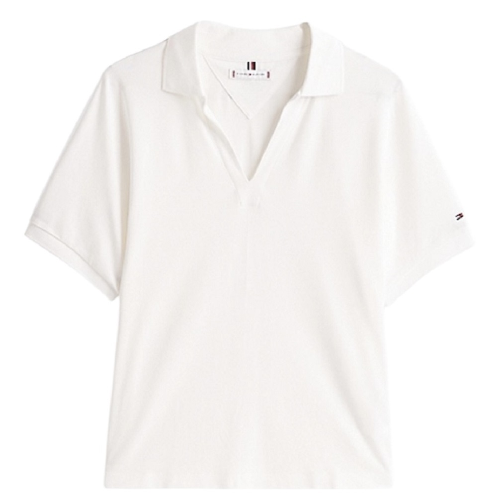 TOMMY HILFIGER</br>Γυναικεία Μπλούζα Εκρού Lyosell Open-nk Relaxed Polo Ss WW0WW44512-YBL Tommy Hilfiger TOMMY HILFIGER</br>Γυναικεία Μπλούζα Εκρού Lyosell Open-nk Relaxed Polo Ss WW0WW44512-YBL Tommy Hilfiger