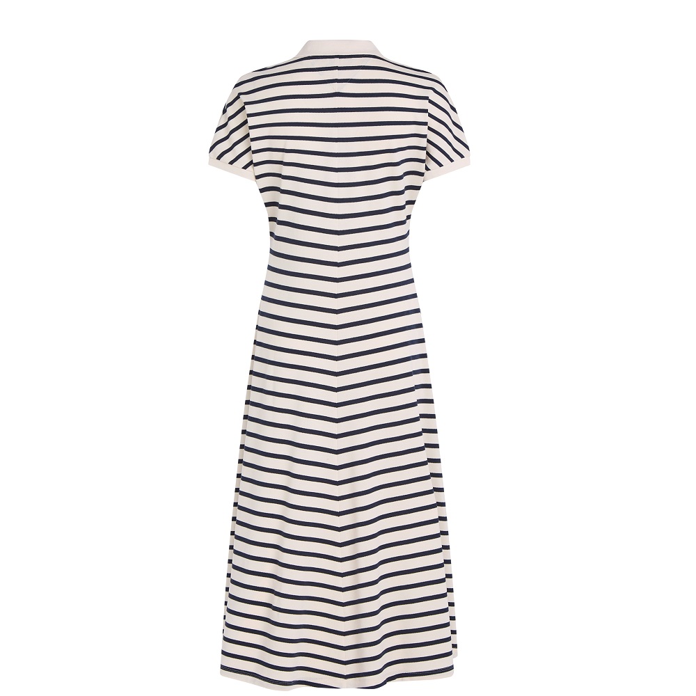 TOMMY HILFIGER</br>Γυναικείο Φόρεμα Εκρού/Μπλε Lyocell Open-nk Midi Dress WW0WW44514-0FC Tommy Hilfiger TOMMY HILFIGER</br>Γυναικείο Φόρεμα Εκρού/Μπλε Lyocell Open-nk Midi Dress WW0WW44514-0FC Tommy Hilfiger